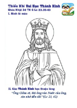 Thiếu Nhi Vui Học Thánh Kinh-Lễ Chúa Kitô, Vua Vũ Trụ-Hình tô màu