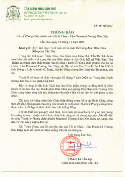 Giaó phận Cần Thơ: THÔNG BÁO LỄ PHONG CHÂN PHƯỚC CHO CHA PX TRUONG BỬU DIỆP