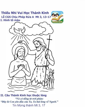 Thiếu Nhi VHTK-Lễ Chúa Giê-su Chịu Phép Rửa-Hình tô màu
