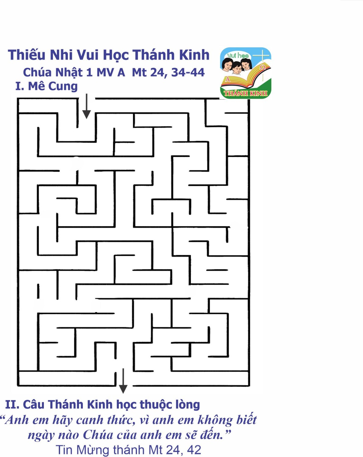 Vui Học Thánh Kinh Mê Cung CN 1 Mùa Vọng A