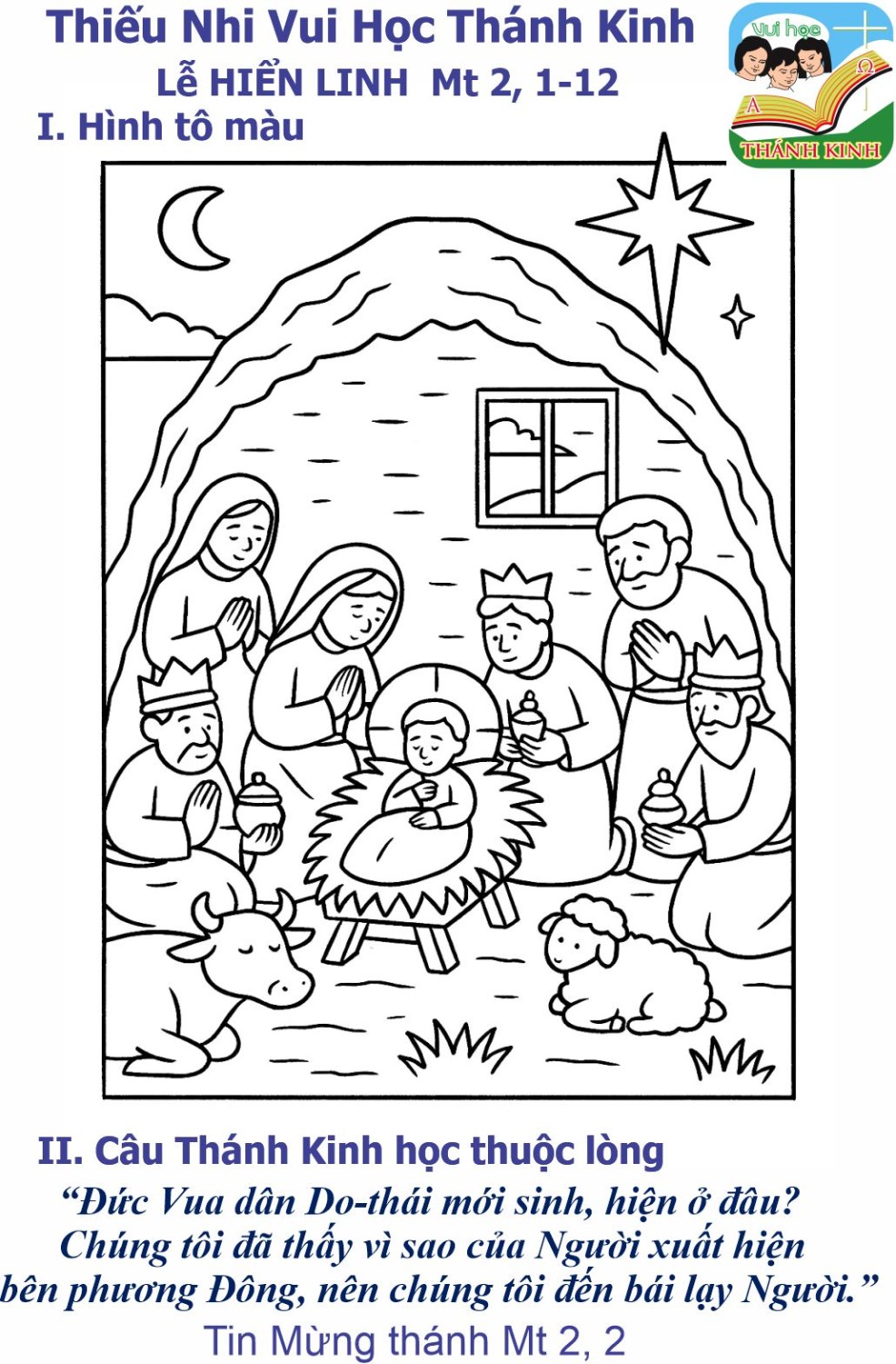 Thiếu Nhi VHTK-Lễ Hiển Linh-Hình tô màu