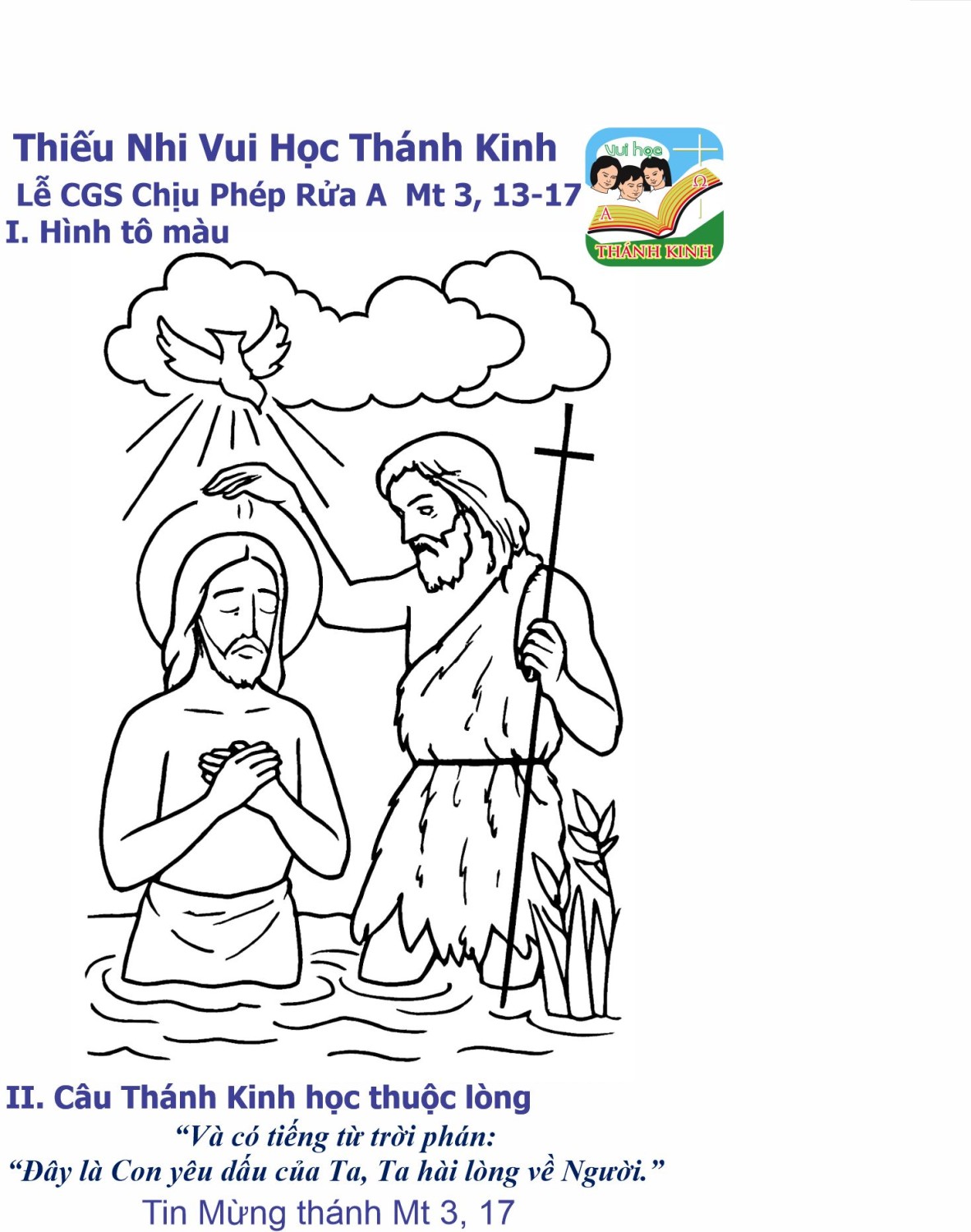 Thiếu Nhi VHTK -Lễ CGS chịu phép rửa -tô màu