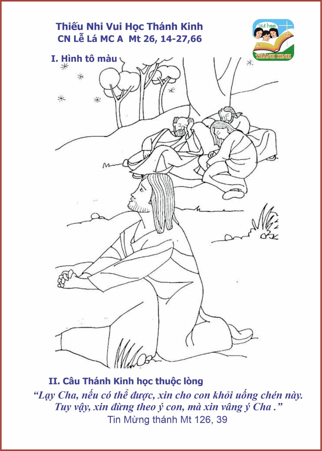 Thiếu Nhi VHTK - CN LỄ LÁ MCA - Hình tô màu