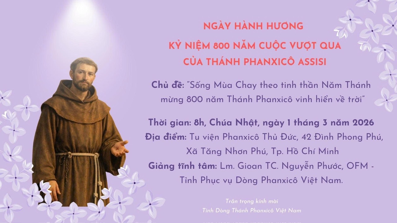 Thư mời Hành Hương Năm Thánh Phanxicô